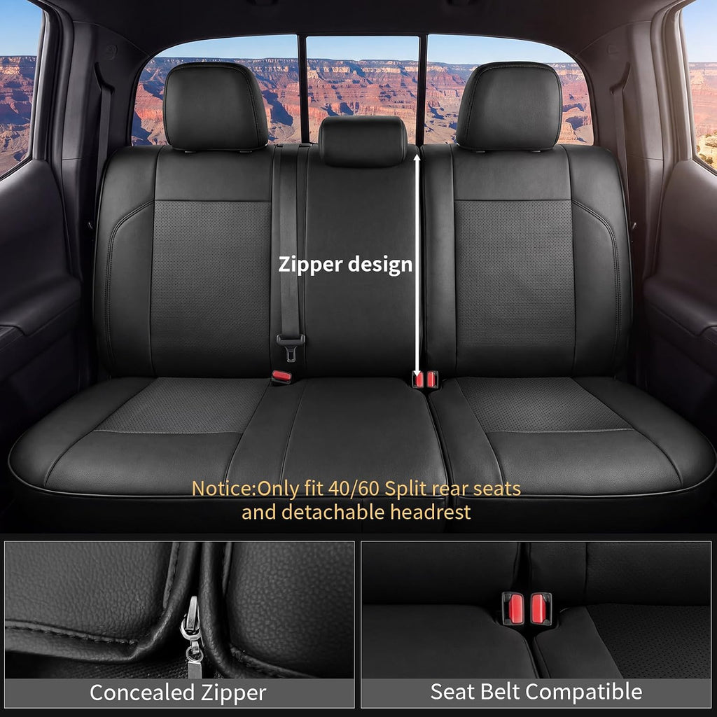 Umbrauto Seat Covers for Toyota Tacoma 2016-2023 Double & Crew Cab,Nappa Leather, 3D Laser-Scan Custom Fit, Waterproof, Easy-Clean, Full Coverage, Airbag Compatible, Pet & Scratch Protection